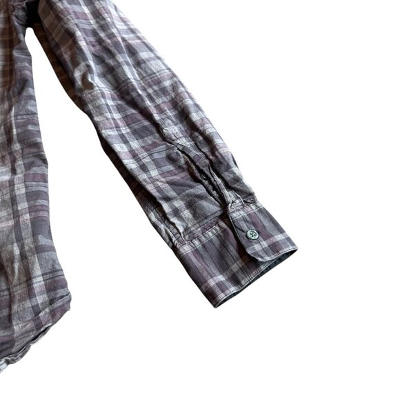 John Varvatos Plaid Button-Down Shirt Long Sleeve 100% Cotton Purple Size Large - Picture 9 of 13